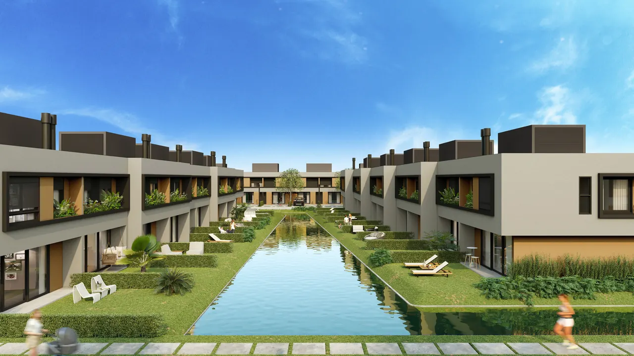 Casas do Gaia Atlântida às margens do lago